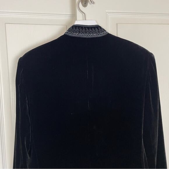 Peter Nygard black Velvet Beaded Antiqued Button Evening Jacket Lined - Picture 7 of 10